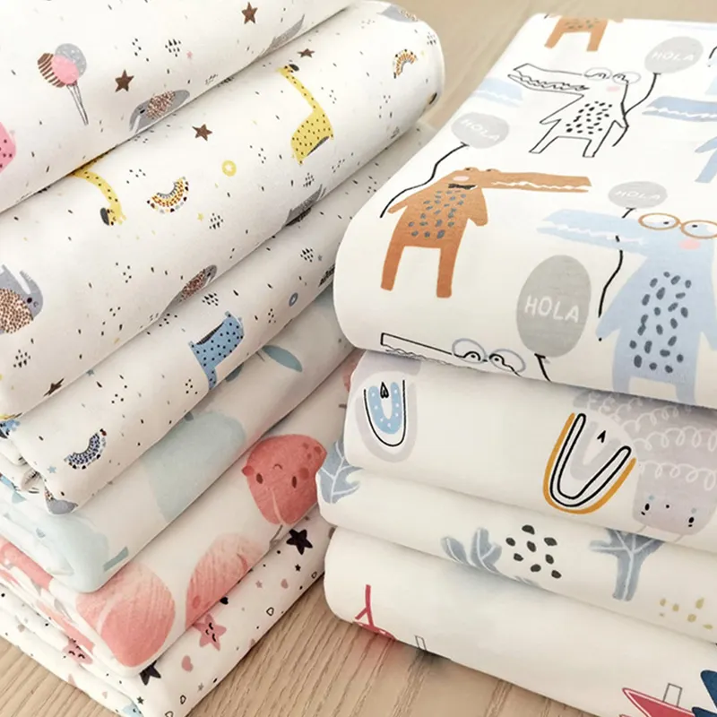 Animal Print Fabrics For Clothing Cotton Knit Fabric for Baby Garment Cartoon Cotton Printed Dress Fabric
