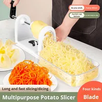 Coupe-légumes manuel multifonction 5 en 1 avec récipient de rangement, spiraleuse à légumes en plastique PP, trancheuse à pommes de terre, outil manuel