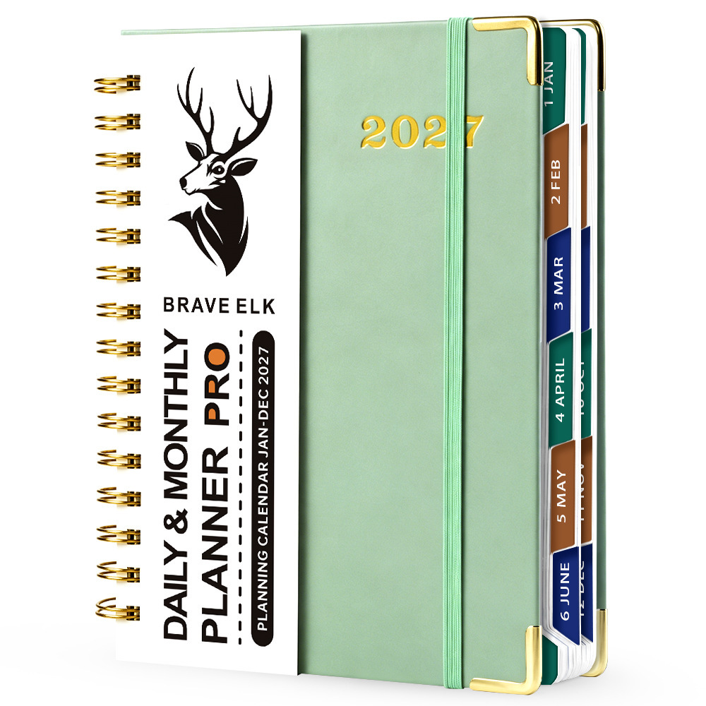 Libreta agenda con espiral - tamaño A5 - verde - 160 hojas