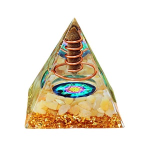 <b>Crystal</b> <b>Chip</b> Pyramid Resin Epoxy Craft Desktop Ornament Tiger's Eye Pillar Topaz Home Decoration Gift - Product Image 5