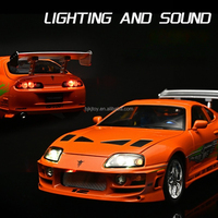 Modèle de supercar Supra A80 à l'échelle 1:24 en métal moulé sous pression avec son et lumière, fonction de recul, construction en alliage et plastique, portes ouvrables