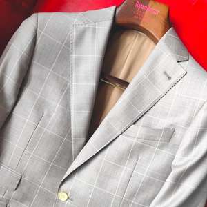 <span class=keywords><strong>Costume</strong></span> d'affaires sur <span class=keywords><strong>mesure</strong></span> pour homme en tissu italien VBC Super 110's, motif pied-de-poule grand carreaux, fait main, semi-entoilé - Product Image 2