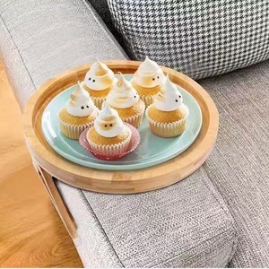 Wooden Sofa Tray <b>With</b> <b>Legs</b> <b>Foldable</b> Armrest <b>Table</b> For Living Room Coffee Tea Serving Storage Rack - Product Image 4
