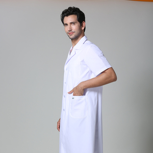 Camice da Laboratorio Unisex in Policotone Twill Bianco a <span class=keywords><strong>Maniche</strong></span> <span class=keywords><strong>Corte</strong></span> con Tasche e Rilevamento Ago per Ospedali e Cliniche - Vendita all'Ingrosso - Product Image 6