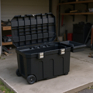 Boîte à outils à roulettes 227 litres avec couvercle et plateau latéral pour le rangement et le transport - Product Image 3