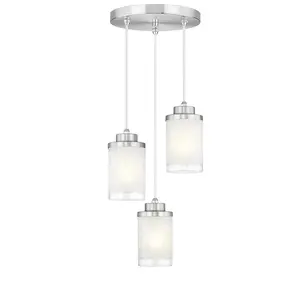 Woholitable Modern white Pendant Light with Glass Shade Adjustable Brushed Nickel Pendant lamp 3-Lights