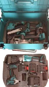 Bộ dụng cụ điện cầm tay 6 món bán buôn, gồm máy vặn bu lông tác động, máy mài góc, máy khoan búa không chổi than, hai hộp đựng cứng - Product Image 2