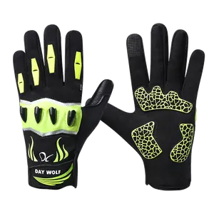Outdoor Activities Green Touch Screen Electric LED Full Finger Lighting Gloves with Light