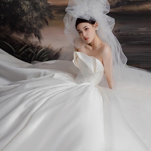 Cheap Maternity Modern Wedding <strong>Dress</strong> <strong>Bridal</strong> Gown Floor-Length A-Line Sleeveless 100% Polyester Fabric White Gold Simple Modest - Product Image 3