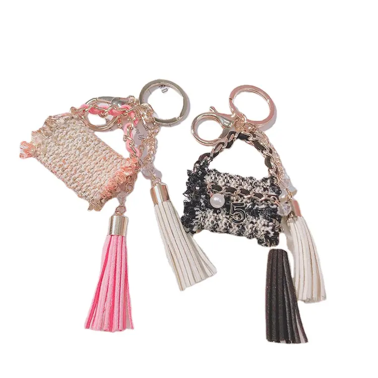 Nuova borsa a forma di perla con ciondolo rossetti fiore portachiavi ciondolo Mini borsa borsa nappa portachiavi per donna portachiavi regalo catena