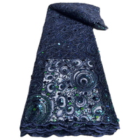 NI.AI nouveau Design luxe broderie fleur séquence Net dentelle Design africain brodé paillettes tissu pour robe de soirée de mariage
