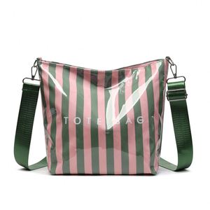 New Women PVC Glossy Striped Waterproof <b>Tote</b> <b>Bag</b> Adjustable <b>Strap</b> Large Capacity Crossbody <b>Shoulder</b> <b>Bag</b> Casual Daily - Product Image 5