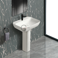 Ensemble lavabo et colonne en céramique sur socle, lavabo sur pied moderne pour salle de bain d'appartement