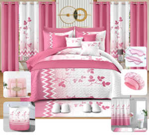 Set di 30 Pezzi Copriletto con Tende Coordinate, Coperta Trapuntata e Plaid - Product Image 1