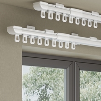 Rail de rideau télescopique en aluminium sans découpe, facile à monter soi-même, kit complet pour montage au plafond ou au mur, silencieux et fluide, 0,65-5,1 m