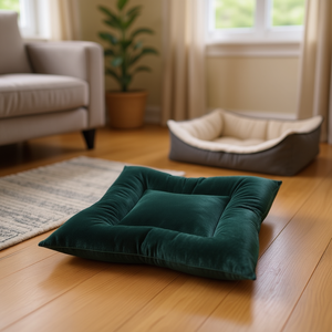 Tappetino per Cani in Velluto Cristallo Verde Scuro con Base Antiscivolo per Letti per Animali - Product Image 3