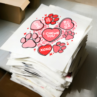 Transferts d'impression sérigraphique brillants personnalisés, écologiques, pour la Saint-Valentin, autocollants de logo en gros, prêts à être pressés à chaud sur les vêtements
