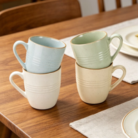 Ventes Flash Usine : Tasse à Café en Céramique Faite Main, 13 oz, Style Vintage, Logo Personnalisé en Relief, Mignonne, Vente en Gros