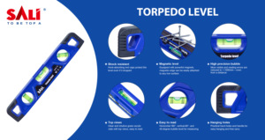 Sali chuyên nghiệp 230mm 9 inch từ mức độ tinh thần độ chính xác cao công nghiệp AVM với 3 vails để đo mức - Product Image 6