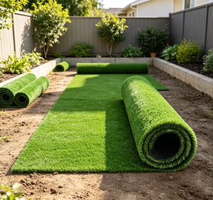 Tiges d'herbe artificielle verte pour aménagement paysager et décoration de parterres de fleurs - Product Image 4