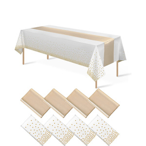 Nhựa dùng một lần khăn trải bàn với in vàng bảng <span class=keywords><strong>Runner</strong></span> vàng chấm bảng bao gồm cho tốt nghiệp đám cưới sinh nhật bé tắm - Product Image 1