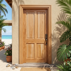 Puerta de Entrada de Madera de Caoba Sólida de 4 Paneles con Marco Arqueado, Estilo Heritage Sovereign - Product Image 5