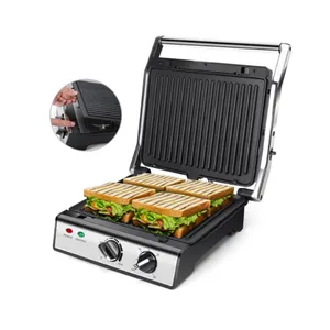 Due lati utilizzando la griglia per hamburger senza fumo Panini GRILL Press Display a LED Grill a contatto elettrico