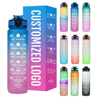 Bouteille d'eau en plastique sans BPA de 1000 ml (32 oz) avec logo personnalisé, parfumée aux fruits, aromatisée