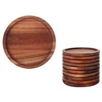 CNGLEE Ensemble de sous-verres réutilisables en bois d'acacia écologique, support moderne, diamètre 300 mm, épaisseur 10 mm, protection de table pour la maison et les restaurants