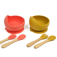 Ensemble d'alimentation pour bébé 2024 sans BPA, antidérapant, en silicone, avec cuillère et bol à ventouse en forme d'oreille/poisson