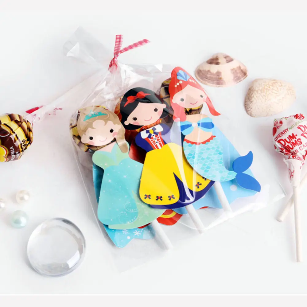 Süper kahraman prenses Mermaid doğum günü iyilik bebek duş kek şeker lolipop dekorasyon kartları lolipop ekran kartı çocuklar için parti