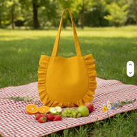 Nouveauté : Sac en toile à volants demi-lune de couleur unie avec logo personnalisé pour la plage et les cadeaux