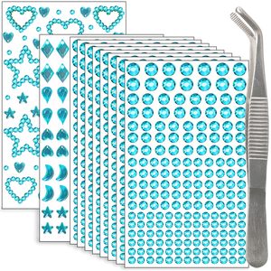 Pegatinas de diamantes de imitación personalizables azul <span class=keywords><strong>lago</strong></span> con purpurina, autoadhesivas, para el cabello, rostro, cuerpo, ojos y uñas, ideales para festivales. - Product Image 1