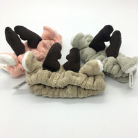 Nouveau Bandeau de Lavage du Visage en Forme de Bois de Cerf Mignon pour Femme, Bandeau de Maquillage en Peluche Faite à la Main, Haute Élasticité, Style Doux, Cadeau