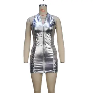 Sexy hip bọc thời trang dạo phố ALT Rockstar quần áo da Grunge Cyber Punk Dress