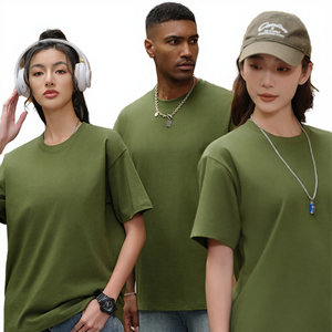 T-shirts unisexes surdimensionnés en coton tricoté 100 %, coupe ample, épaules tombantes, t-shirts vierges à manches courtes, teints unis, décontractés - Product Image 4