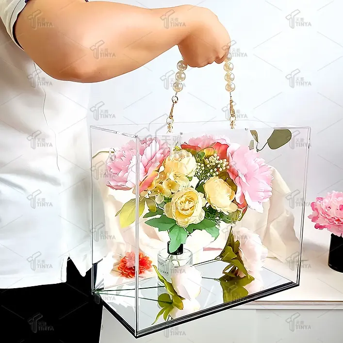 verpackungsbox geburtstag kuchen dessert transparente box luxuriöse ewige acryl-blumenbox