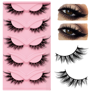 5 paires de faux cils œil de chat, cils naturels effilés, demi-cils, cils en bande effet œil de renard - Product Image 1