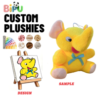 Fabricant OEM, peluche d'éléphant jaune personnalisée, jouet en peluche doux avec nœud, design personnalisé pour la promotion et les souvenirs