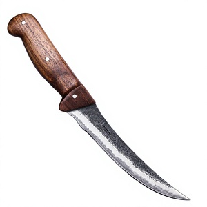 Couteau de cuisine et de désossage en acier Damas à haute teneur en carbone, manche en bois d'olivier, lame droite à pointe tombante, 1 pièce, DIY OEM - Product Image 1