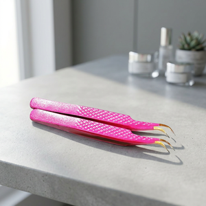 ASAP ABP-1355 1 Pinza de Acero Inoxidable Mini Inclinada para Pestañas, 10mm de Longitud, Punta Suave, Sostenible, Rosa Neón y Verde - Product Image 2