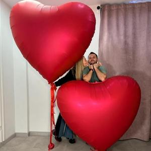Ballons de fond de fête de mariage en forme de cœur pour décoration de la Saint-Valentin de 68 pouces, couleur pure, rouge, grand cœur Globos - Product Image 1