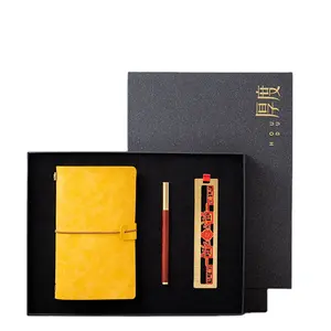 Office Set Sheep Papi Hand Ledger+Brass Bookmark+Golden Silk Nan Wooden Pen Combination Gift Box Customized for Enterprise Gifts