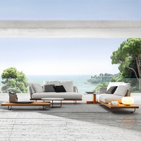 Ensemble de jardin extérieur de style moderne, cadre en aluminium, canapé en teck massif, chaise de détente, villa, véranda en plein air, cour, jardin