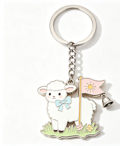 Porte-clés en métal émaillé mouton Kawaii, pendentif de sac en alliage, accessoire cadeau pour clés de voiture - Product Image 2