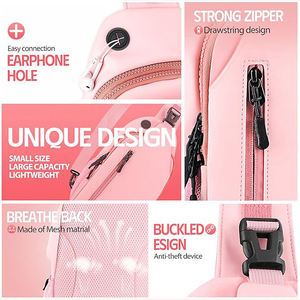 Custom Waterproof Nylon <b>pink</b> Messenger Sling Daily Carry Fashion Simple Shoulder Outdoor Chest <b>Crossbody</b> <b>Bag</b> for Women - Product Image 3