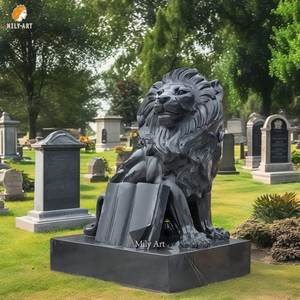 Подгонянная надгробная плита из натурального камня, Мраморная Скульптура Льва, надгробие для продажи - Product Image 2