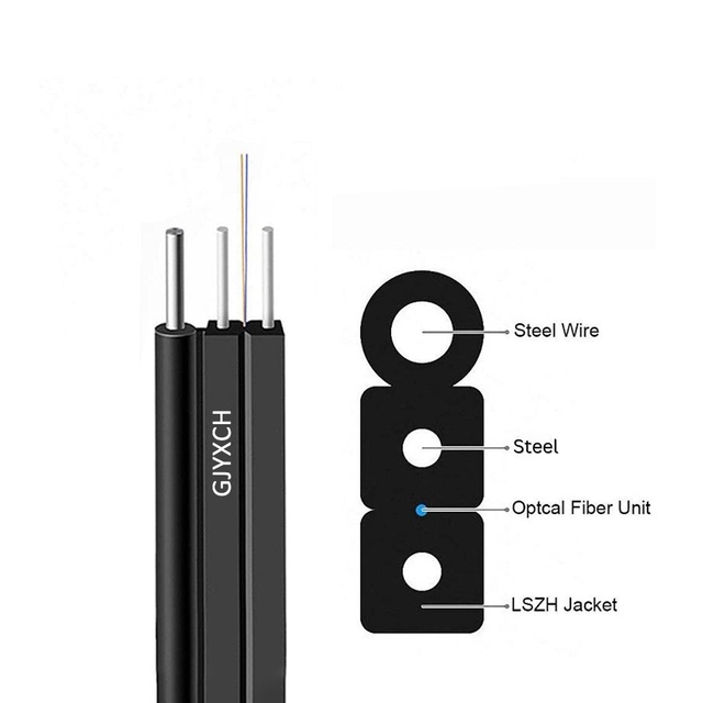 DEKAM LSZH SM MM Black Outdoor FTTH 1km 1core Drop Fiber Cable 2 Core Communication Cables