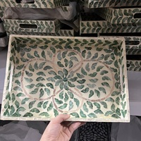 Plateau décoratif de luxe haut de gamme en forme de feuille verte et de coquillage
