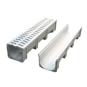 U Shape Resin Concrete Gutter Outdoor Water Drain Channel Drain Ditch With Cover For Driveways